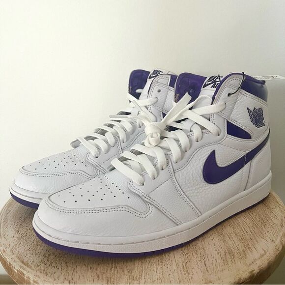 Nike Jordan 1 Purple High Top Leather Sneakers Size 11.5 - Picture 3 of 13